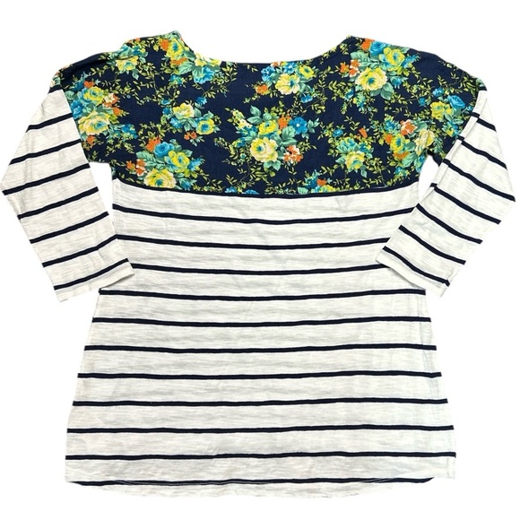 Anthropologie 9-HI5 STCL Mixed Print 3/4 Sleeve Scooped Neck Tee Shirt - XS - Picture 3 of 6